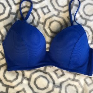 Shade & Shore women’s light lift bralette bikini top. Ribbed royal blue.Size 34D
